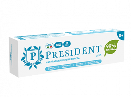 зубная паста детская PRESIDENT 0+ Zero (25 RDA) 32 г